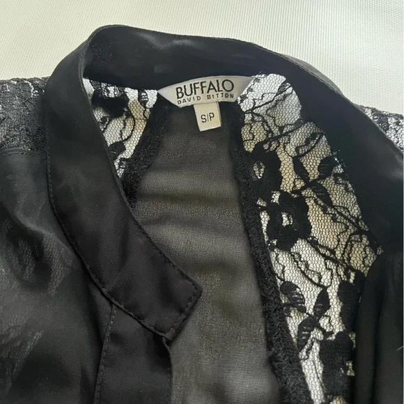 Buffalo David Bitton Black Sheer Lace Blouse - Picture 2 of 3